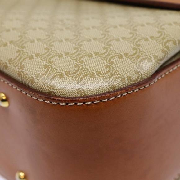 CELINE Macadam Canvas Hand Bag Beige Gold Auth 88751 - Picture 11 of 16